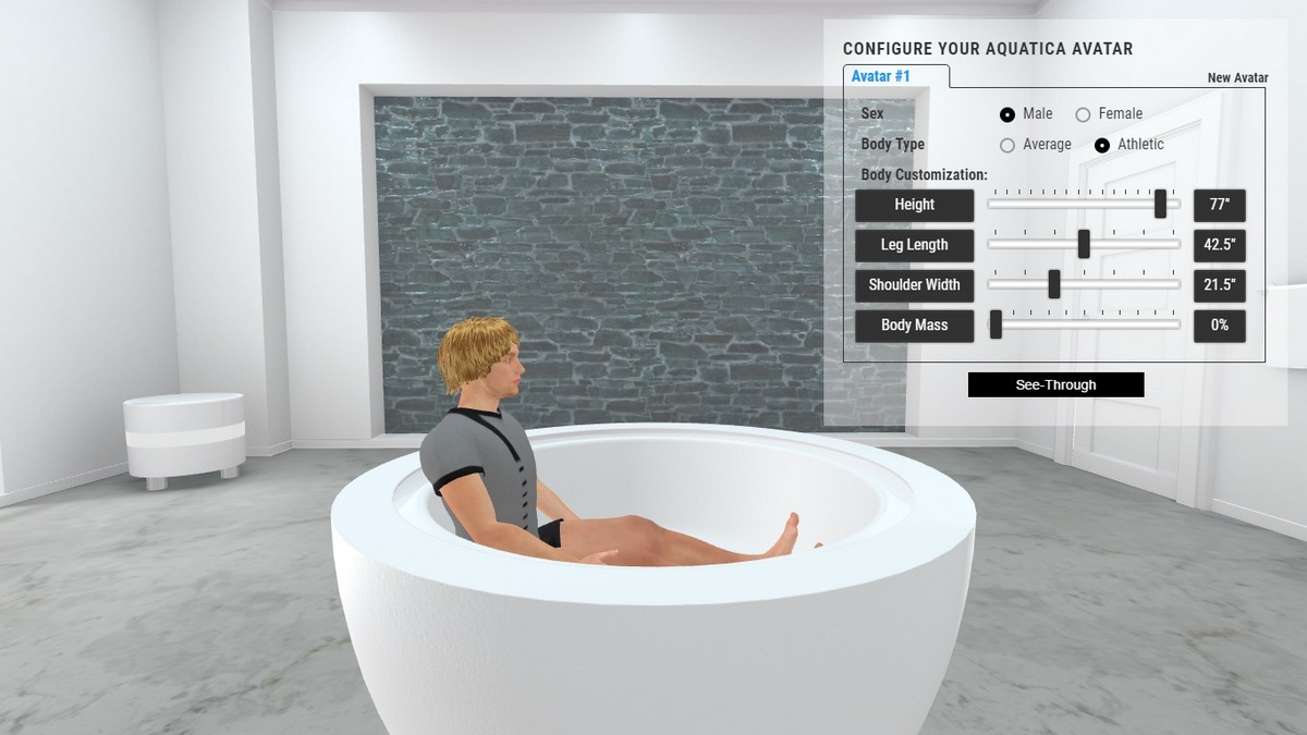 Infinity R1 Bathtub 3D Body Position